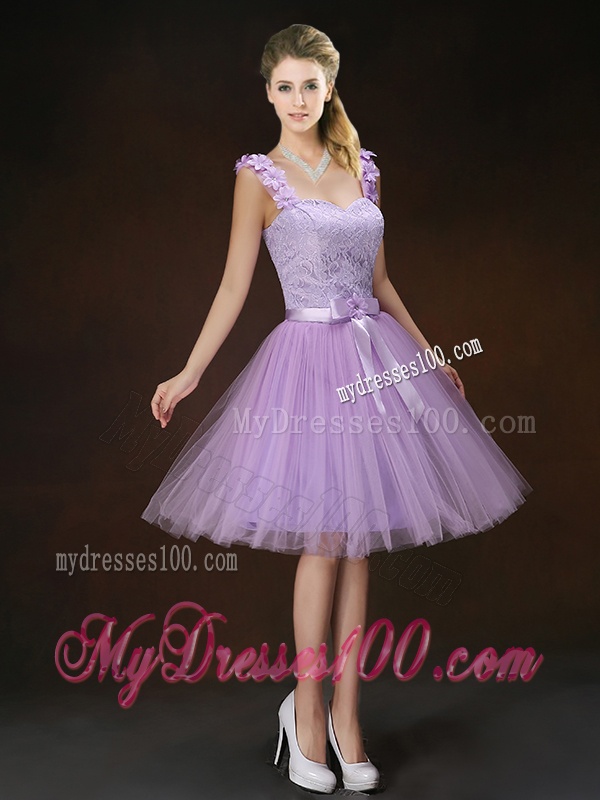 New Style Appliques Tulle Bridesmaid Dresses with Knee Length