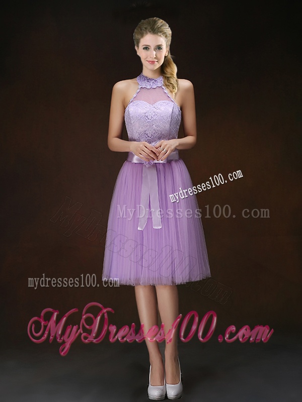 New Style Appliques Tulle Bridesmaid Dresses with Knee Length