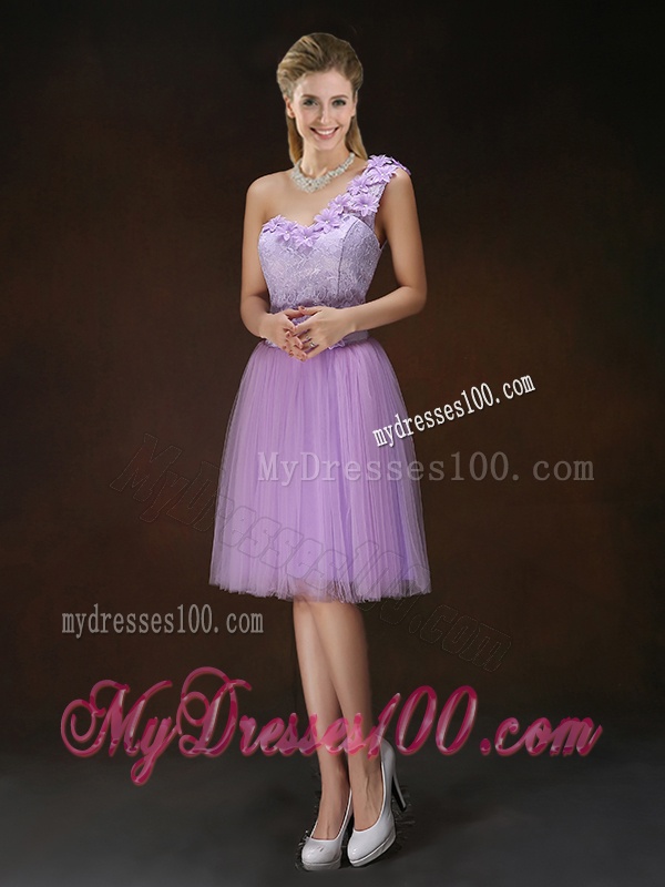 New Style Appliques Tulle Bridesmaid Dresses with Knee Length