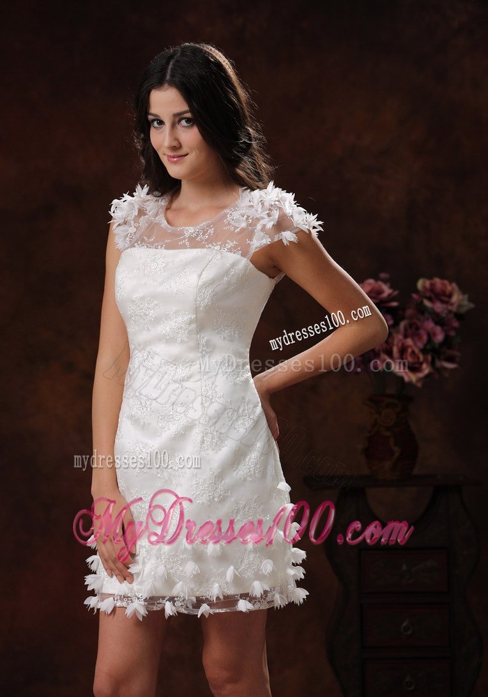 Appliques Decorate Short White Scoop Wedding Dress In 2013 Chand