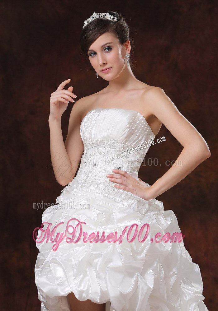 Beaded Decorate Waist High-low Strapless Beading 2013 Wedding Dress