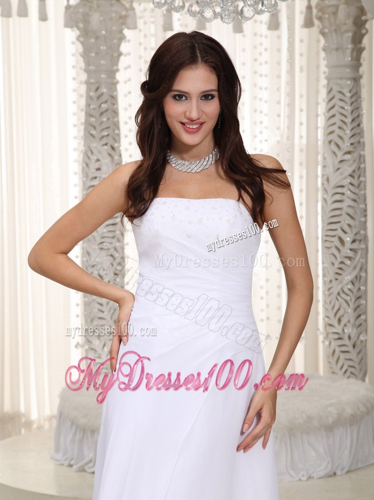 Beautiful Column Strapless Floor-length Beading 2013 Wedding Dress