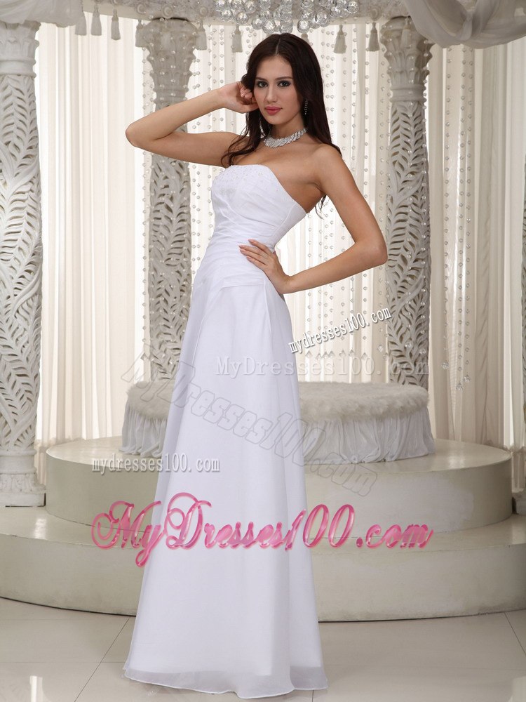 Beautiful Column Strapless Floor-length Beading 2013 Wedding Dress