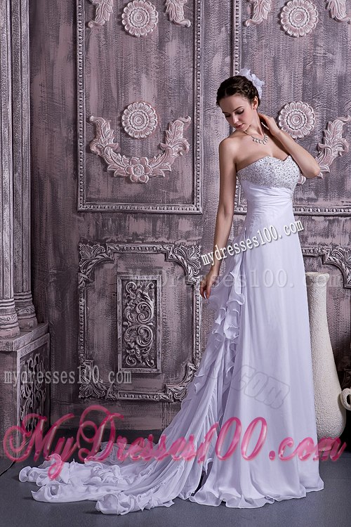 Brand New Empire Sweetheart Court Train Beading Wedding Dresses