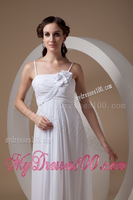 Elegant Empire Spaghetti Straps Ankle-length Ruched Wedding Dresses