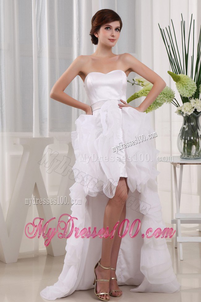 High-low Column Sweetheart and Ruffles For 2013 Beach Wedding Dress