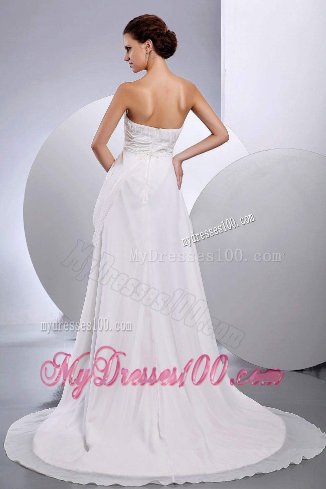 Simple Ruched Strapless Empire 2013 Summer Garden Wedding Dress