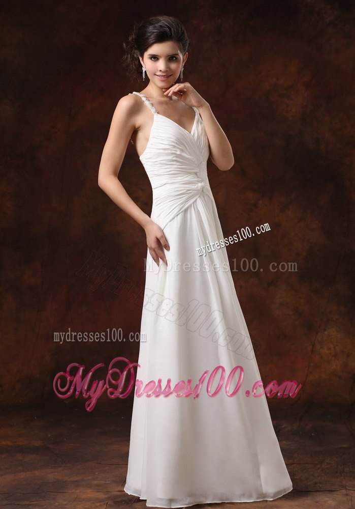 Empire Straps Ruched Bodice Floor-length For 2013 Wedding Dress