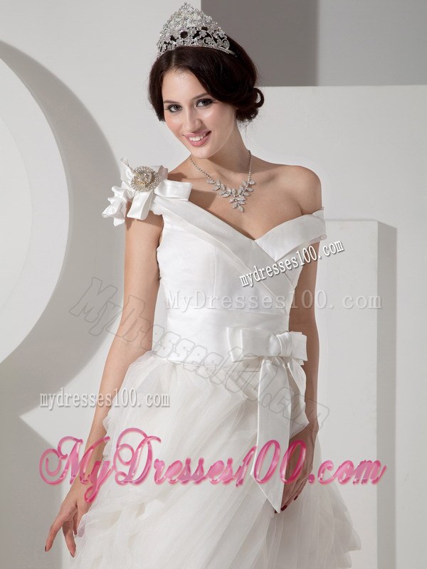 Unique Princess Asymmetrical Floor-length Wedding Dress with Sash