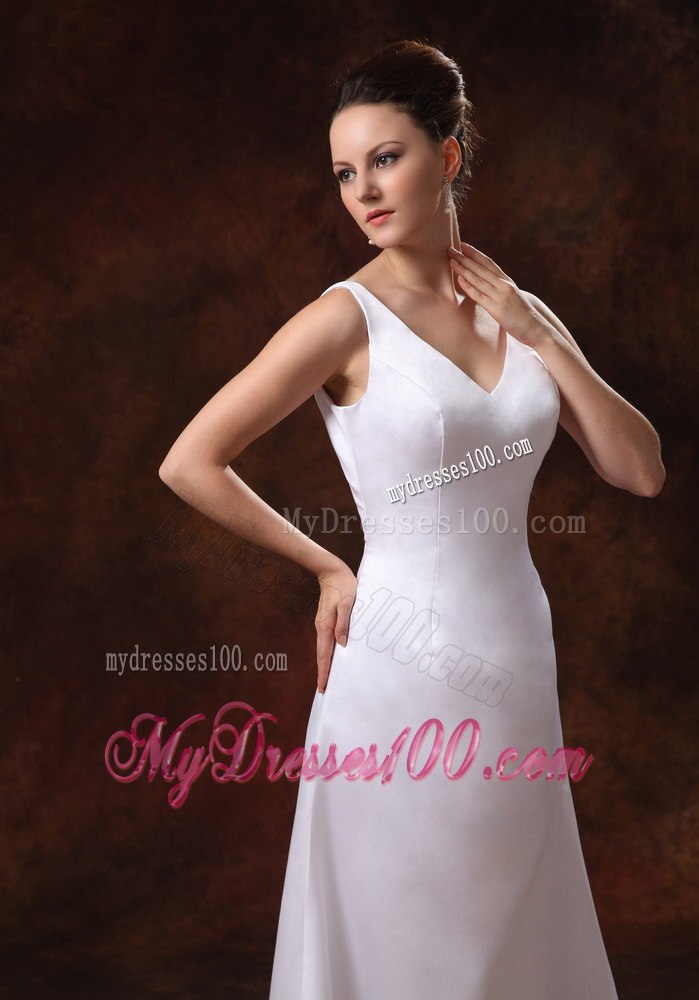 Cheap V-neck Ankle-length 2013 Wedding Dress For Custom Made