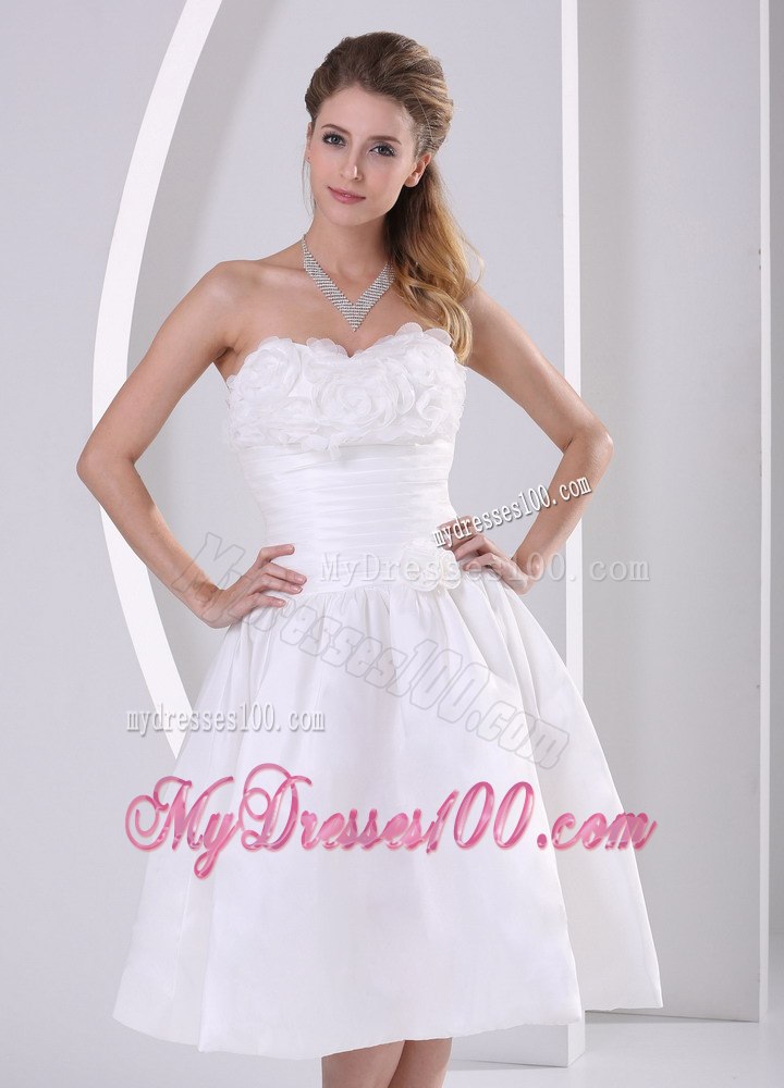 Wholesale Strapless Ruched Tea-length Wedding Dress For Beach