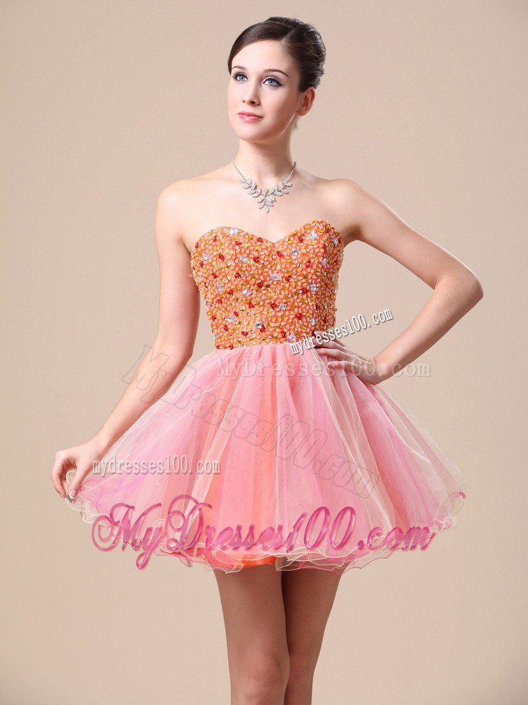 2013 Pink Sweetheart Custom Made Cocktail Dress with Beaded Bodice