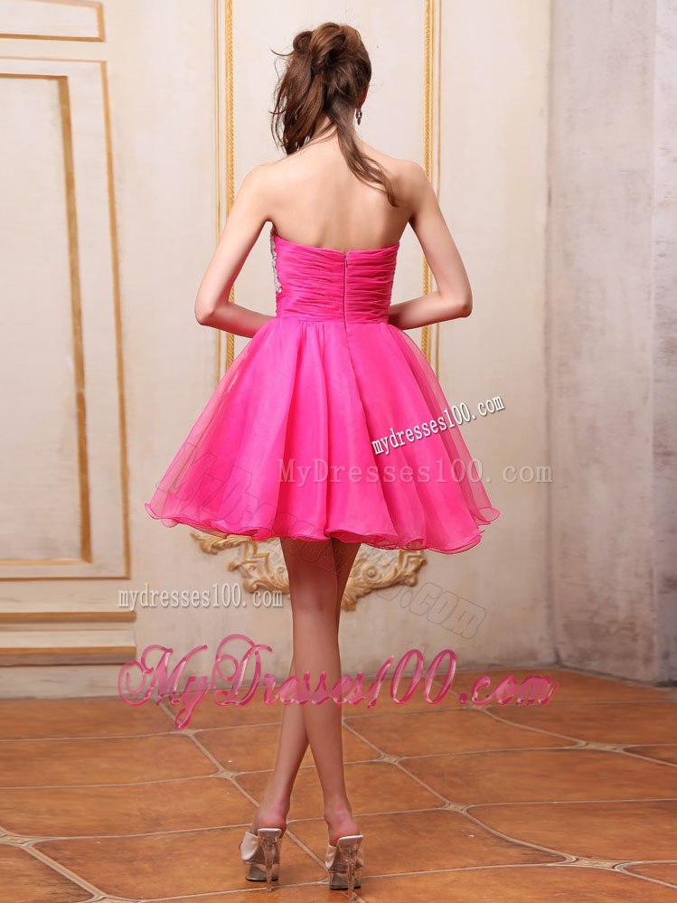 Hot Pink Prom / Cocktail Dress With Appliques Mini-length For Club