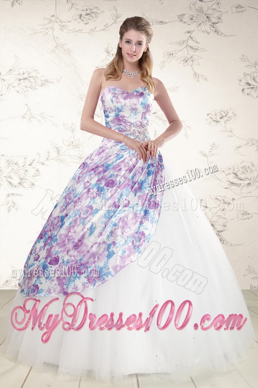 2016 Unique Puffy Multi-color Quinceanera Dresses with Beading