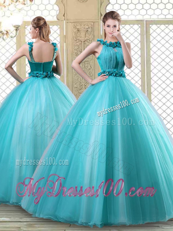 Pretty Bateau Quinceanera Dresses with Ruffles in Teal