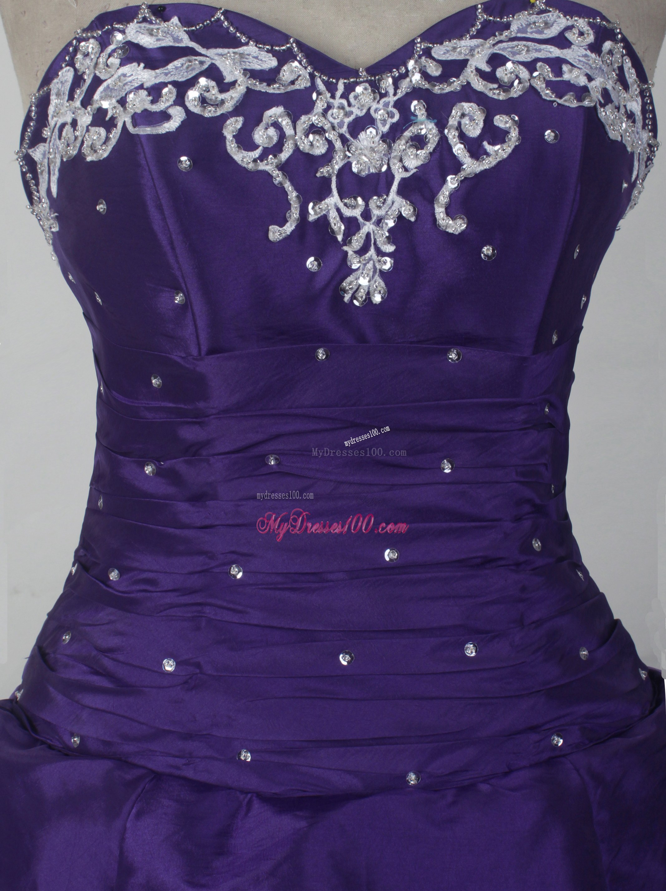 2013 Sweetheart Purple Qunceanera Dress with Ruches and Pick-ups