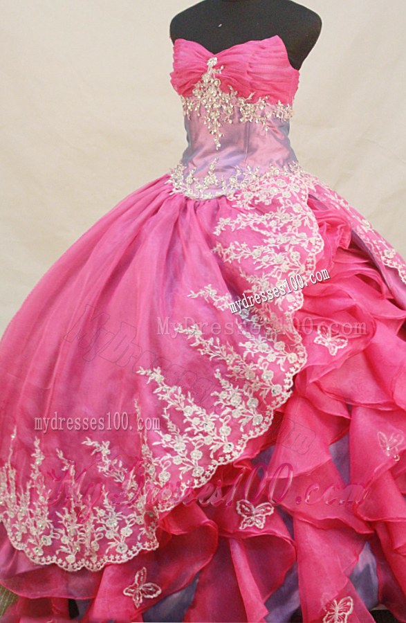 Beautiful Butterfly Appliques Sweetheart Lace-up Back Quinceanera Gown