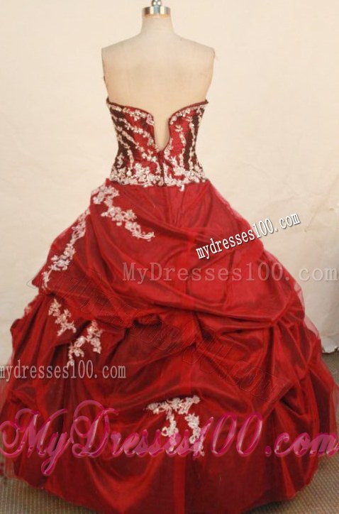 Discount Sweetheart Floor-length Taffeta Appliques Quinceanera Gown