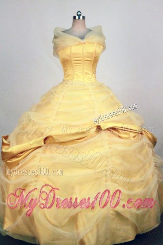 Exquisite Gold Off The Shoulder Neckline Sweet 15 Dresses 2013 on Sale