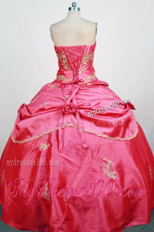 Gorgeous Red Ball Gown Quinceanera Dress with Gold Embroidery