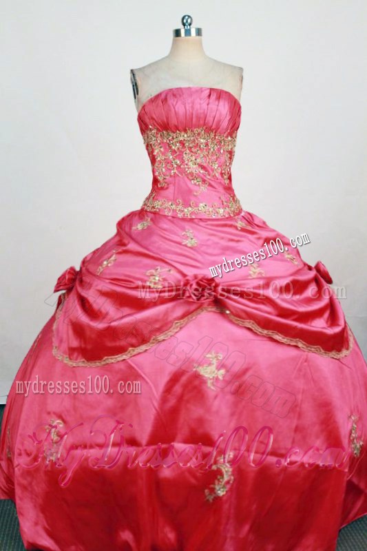 Gorgeous Red Ball Gown Quinceanera Dress with Gold Embroidery