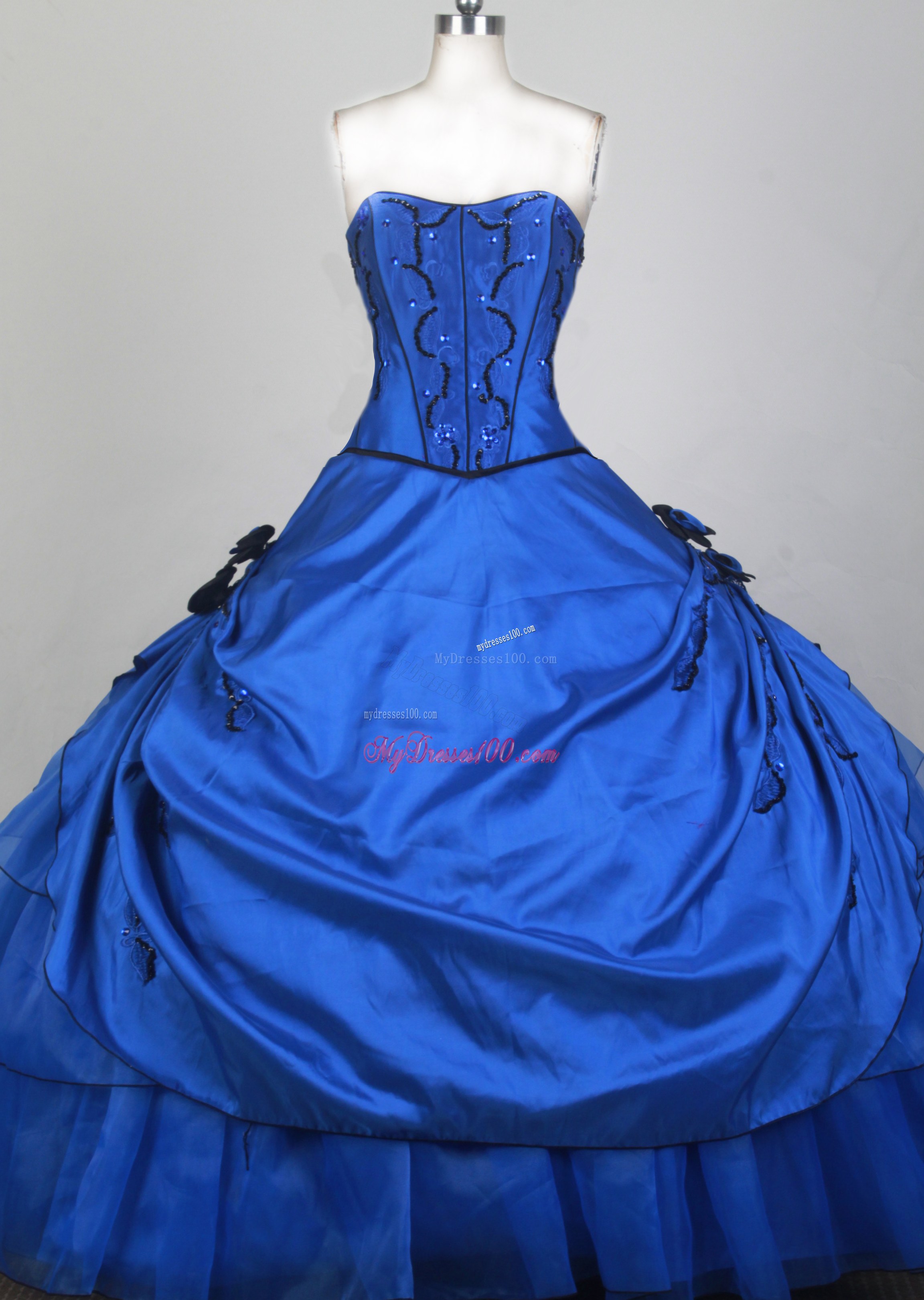 Embroidery and Pick-ups Accent Dresses 16 in Royal Blue