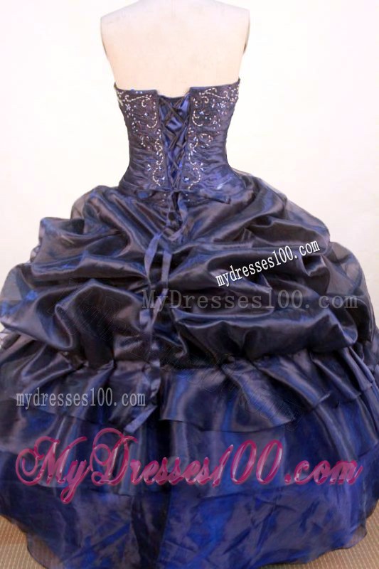 Luxurious Blue Strapless Organza Sweet 16 Dresses Appliques Sleeveless