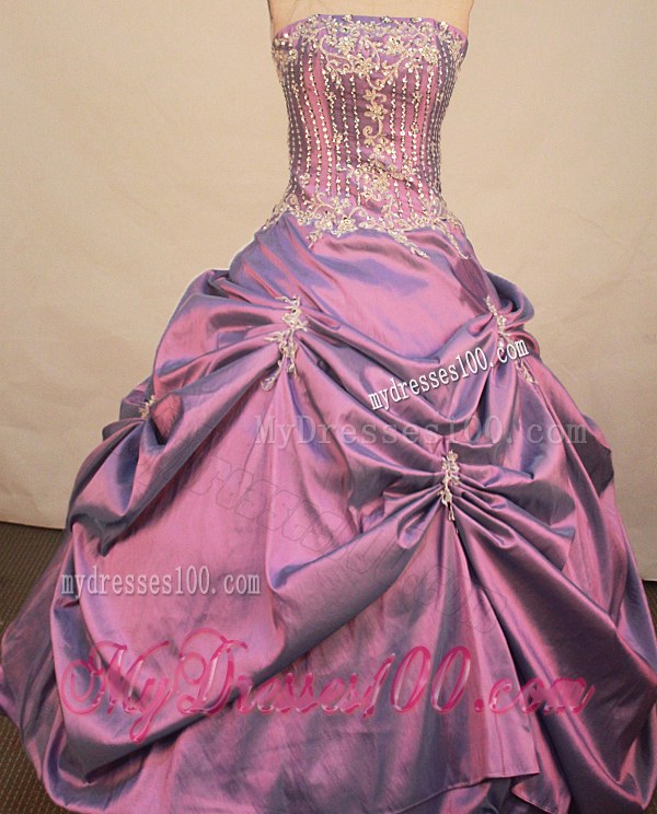 Strapless Beaded Quinceanera Dresses with Sequins in Fuchsia