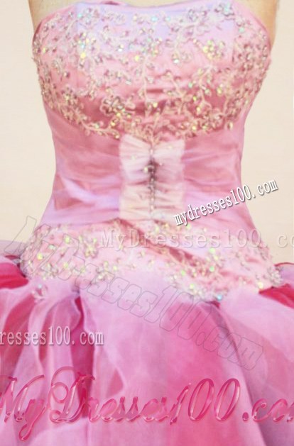 Two-toned Pink Quinceanera Dress with Handkerchief Ruffles for Cheap