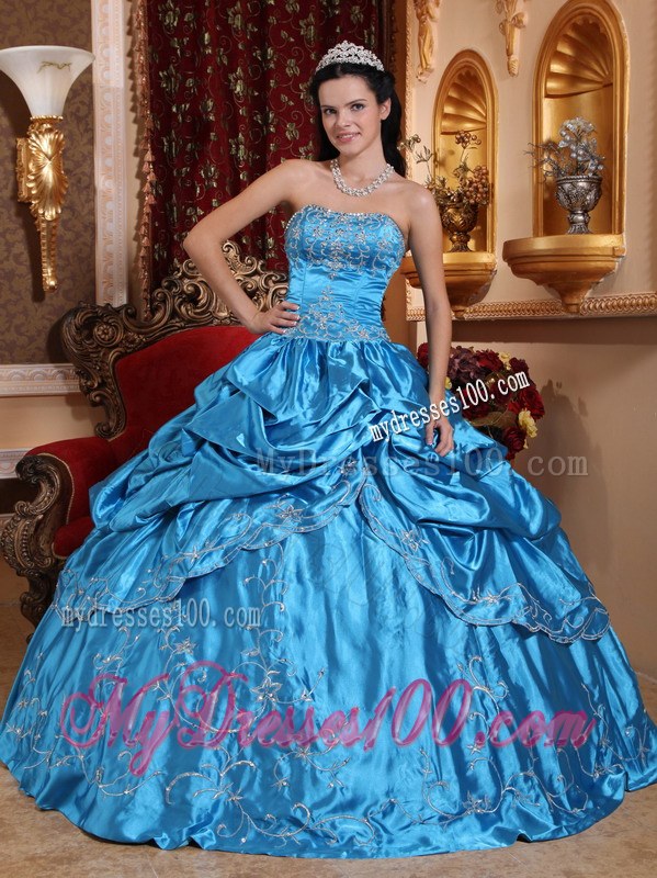 Layered Ruffles Blue Quinceanera Dresses Embroidery with Beading