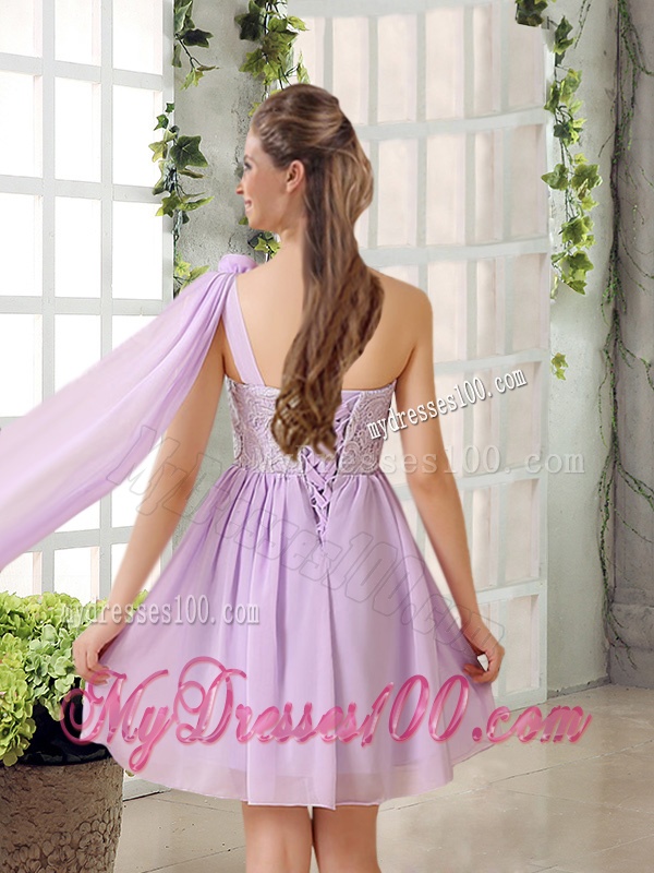 The Most Popular Lilace One Shoulder A line Bridesmaid Dress with Rushing