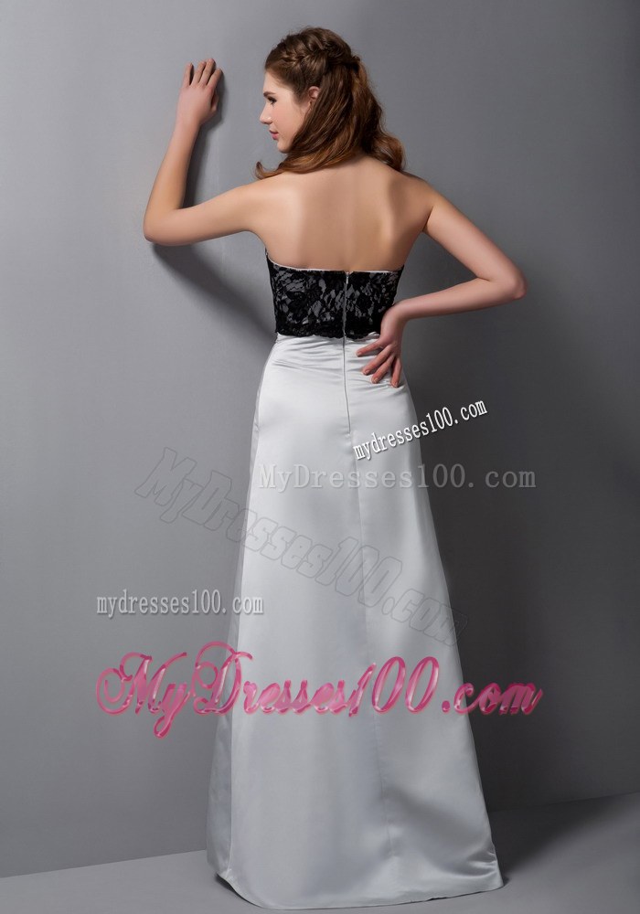 Customize Gray and black A-line Bridesmaid Dress Lace Decorate