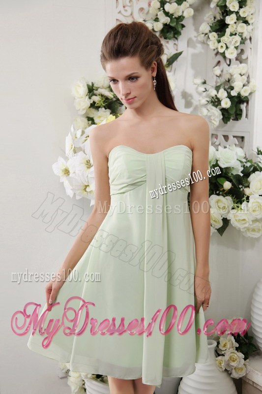 Apple Green Empire Chiffon Bridesmaid Dress in Knee-length