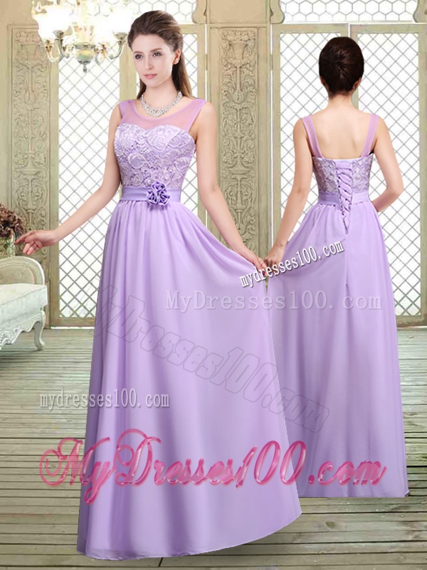 Best Scoop Lace Dama Dresses in Lavender