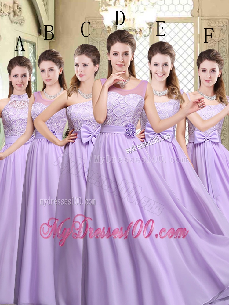 Best Scoop Lace Dama Dresses in Lavender