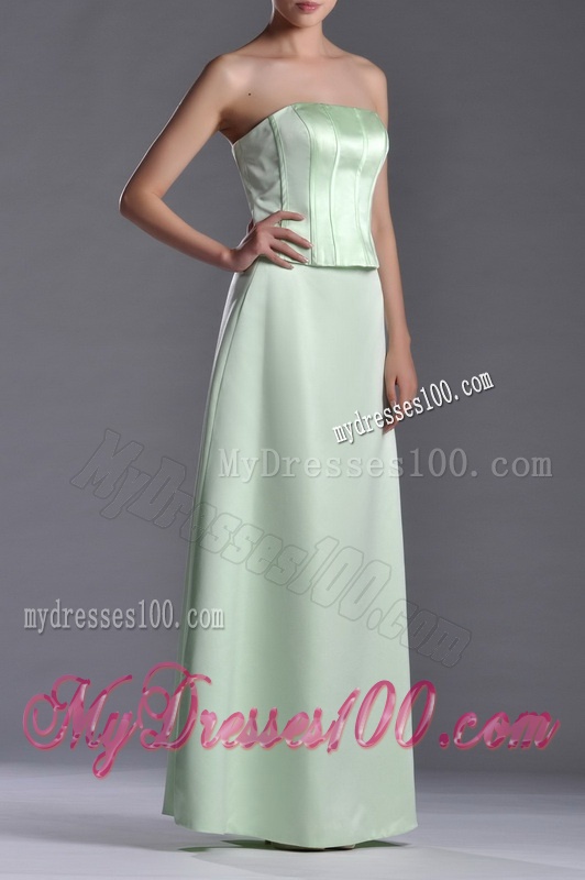 Discount Column Ruching Satin Dama Dress with Strapless