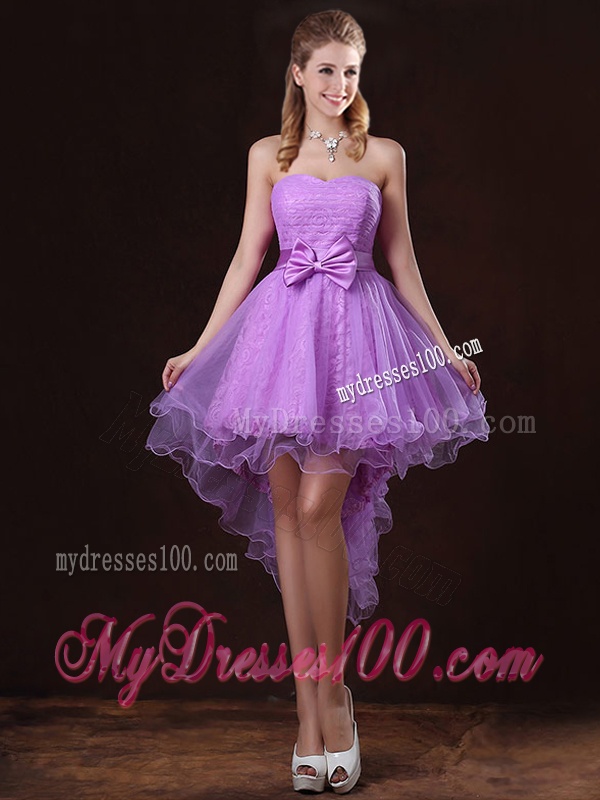 Discount V Neck Tulle Dama Dresses with Bowknot