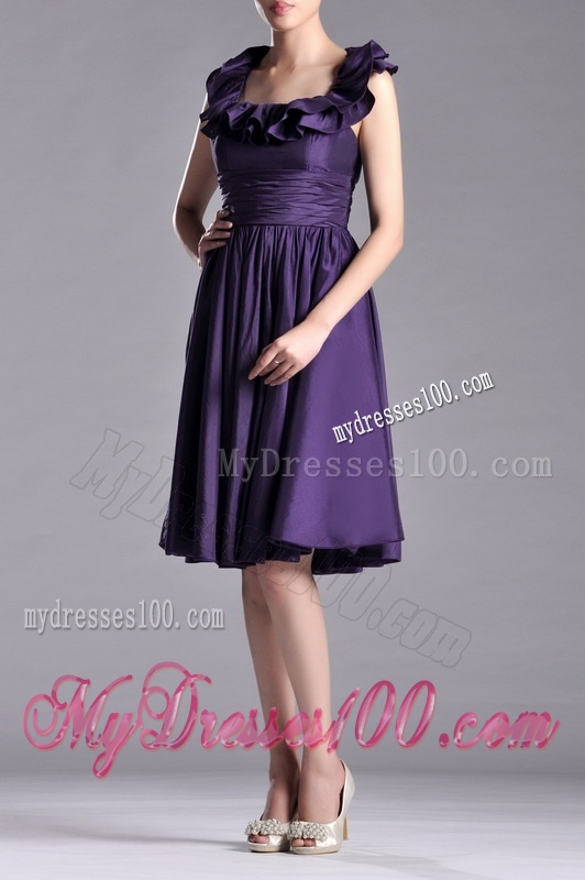 Elegant Halter Top Backless Short Dama Dress in Dark Purple