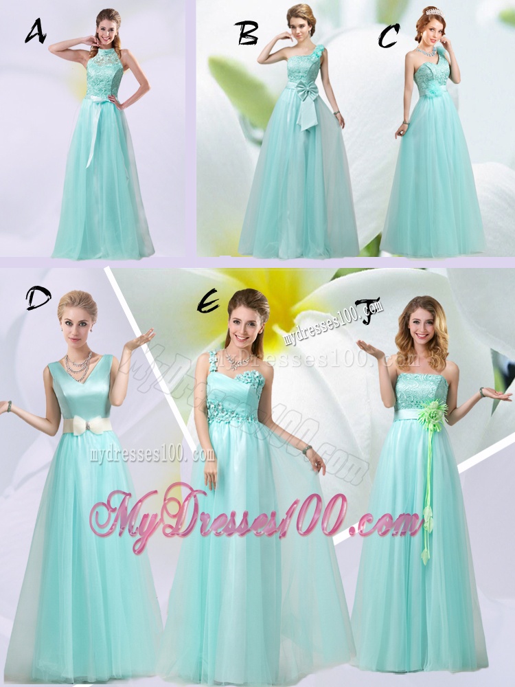 Feminine One Shoulder Floor Length Dama Dresses with Appliques