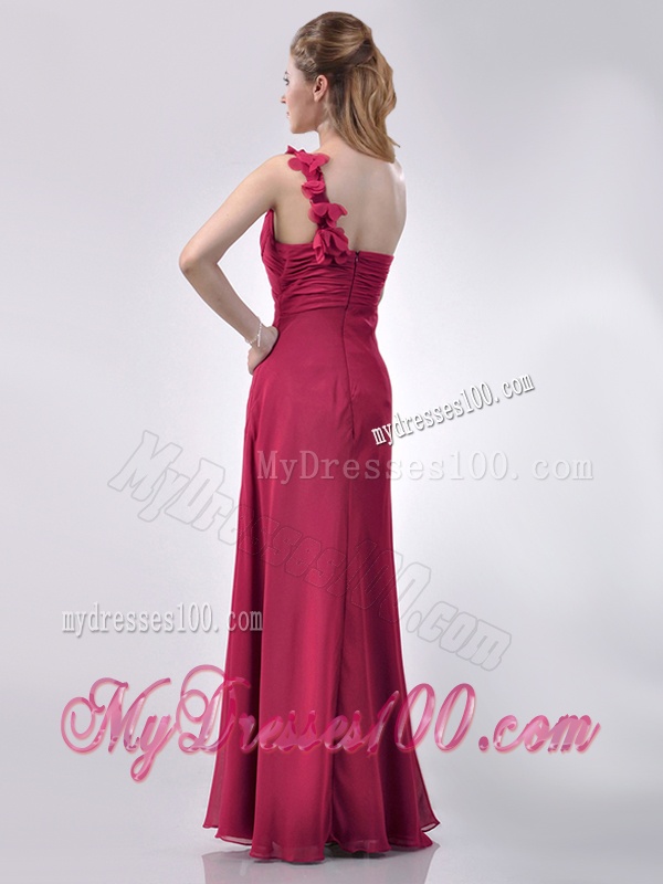 Hot Sale One Shoulder Red Dama Dress with Appliques and Ruching