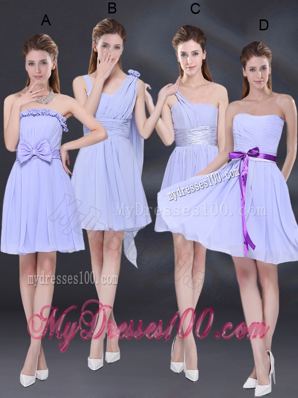 Lavender A Line Strapless Dama Dress with Bowknot