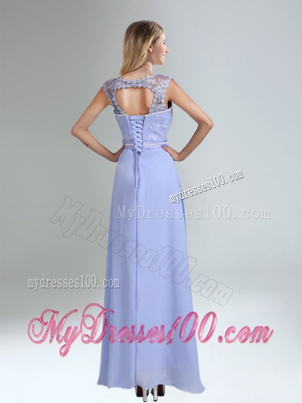 Lavender Scoop Belt and Lace Empire 2016 Dama Dress