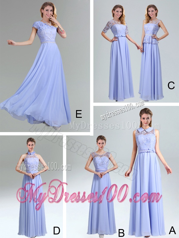 Lavender Scoop Belt and Lace Empire 2016 Dama Dress