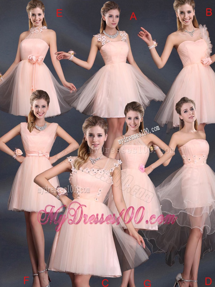 Straps Appliques Dama Dresses in Baby Pink