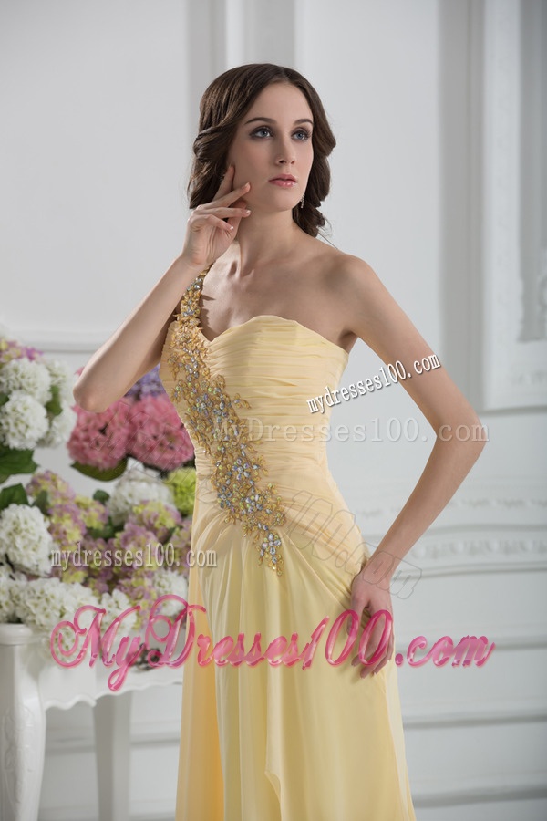 Bowknot Sweetheart Empire Watteau Train Evening Dress in Gold