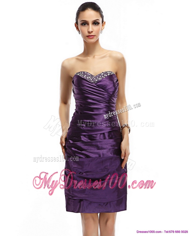 Sweetheart Mini Length Evening Dresses with Ruching and Beading