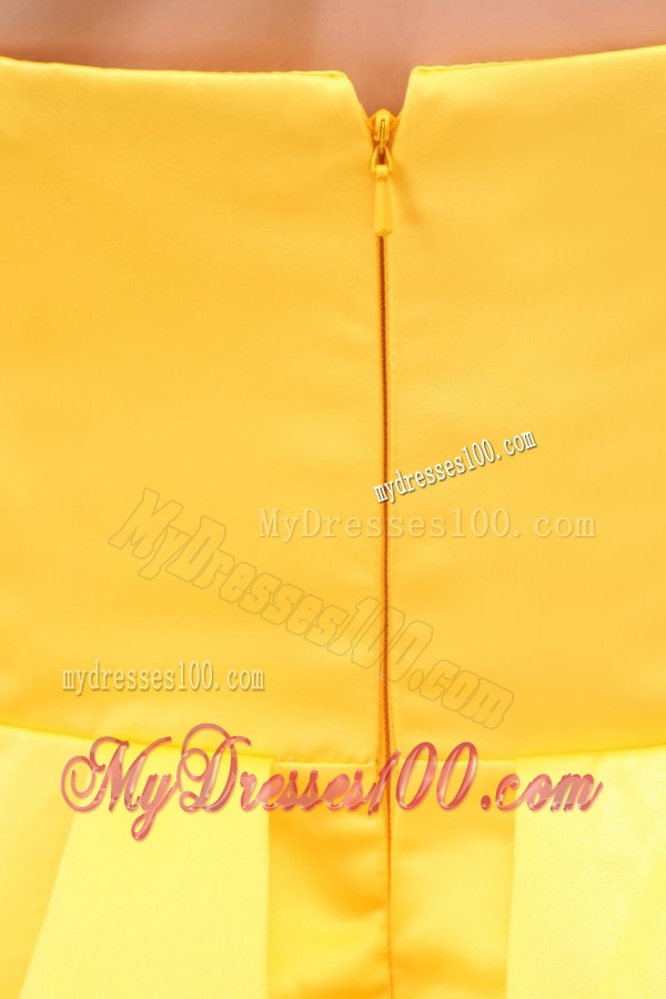 Yellow Sweetheart Hand Made Flower Evening Dress with A Line