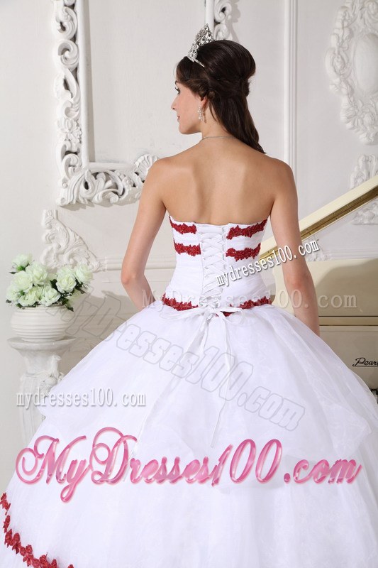 White Sweet 16 Dresses Charaterized Wine Red Lined Hem