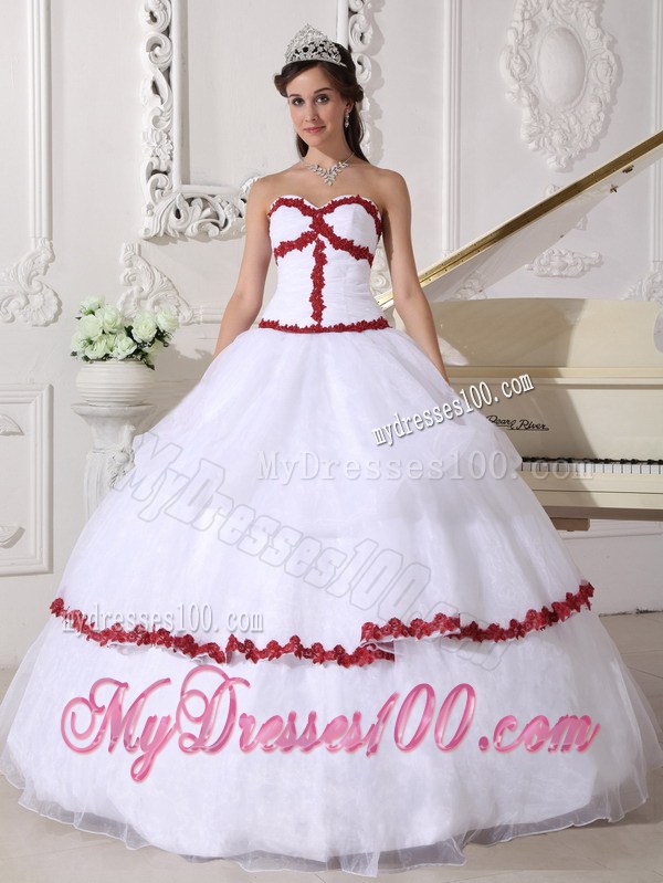 White Sweet 16 Dresses Charaterized Wine Red Lined Hem