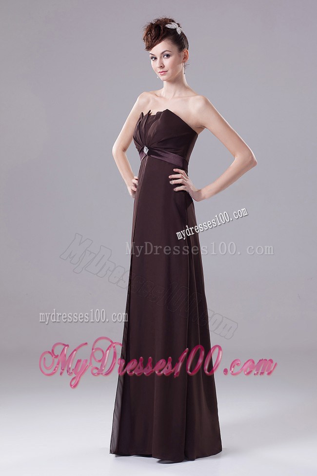 Brown Beading Strapless Long Celebrity Dress for 2013 Summer